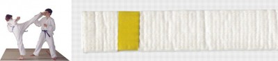 Ceinture blanche bande jaune